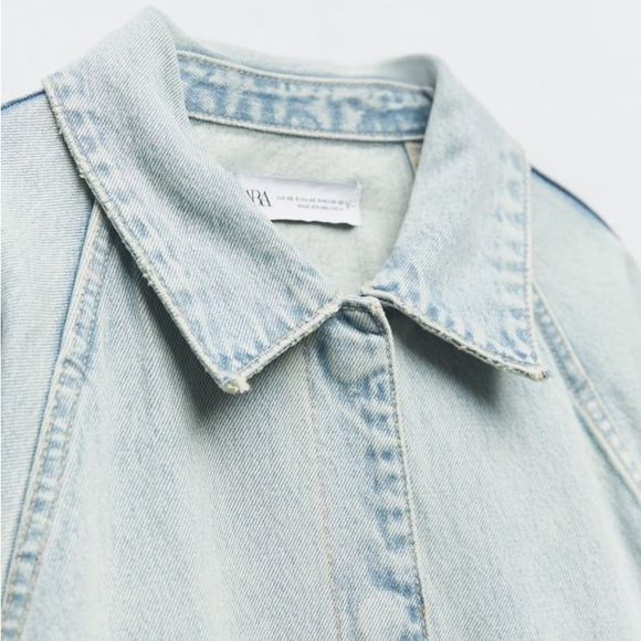 Zara Light Blue TRF Denim Trench Coat New - Picture 10 of 12